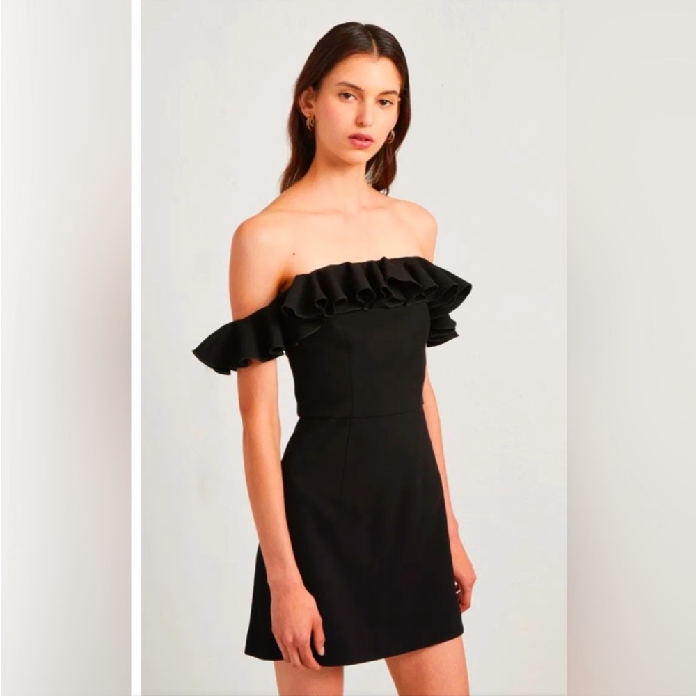 French Connection Black Ruffle Mini Dress